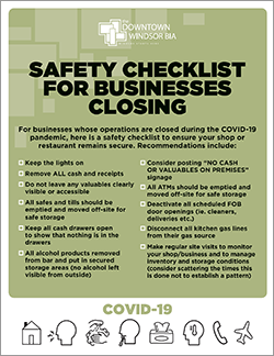 Poster: Safety Checklist for Businesses Closing
