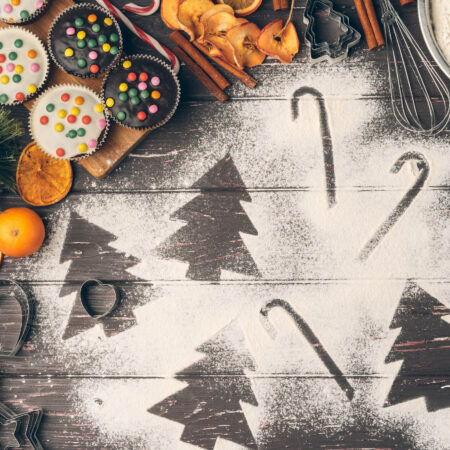 Beautiful composition of Christmas cooking of traditional holiday sweets