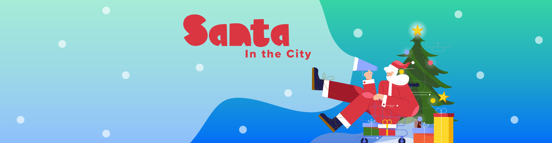 Illustration of Santa with a megaphone